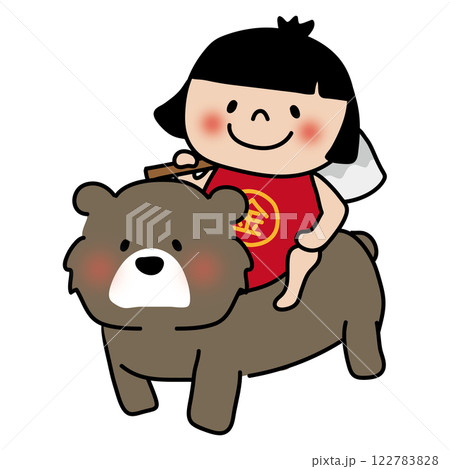 熊にまたがる金太郎 122783828