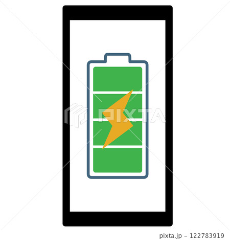 スマホに映された充電中のマーク 122783919