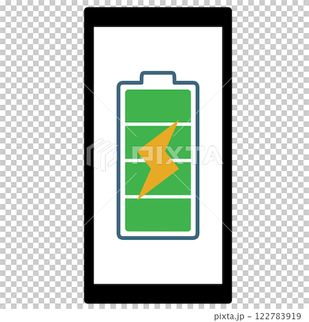 スマホに映された充電中のマーク 122783919