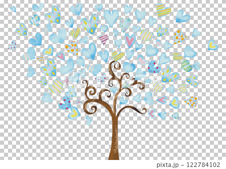 水彩風格淡藍色心型樹 122784102