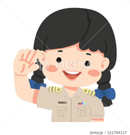 girl saluting in teacher uniform 122784127