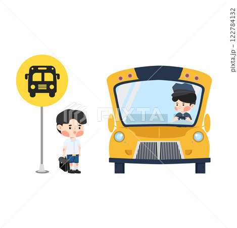 child waiting for the school bus child waiting for the school bus 122784132