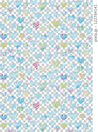 Watercolor style light blue heart pattern 1 vertical 122784141