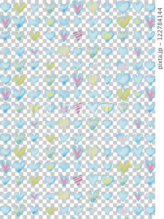 水彩風格淺藍色心形圖案2垂直 122784144
