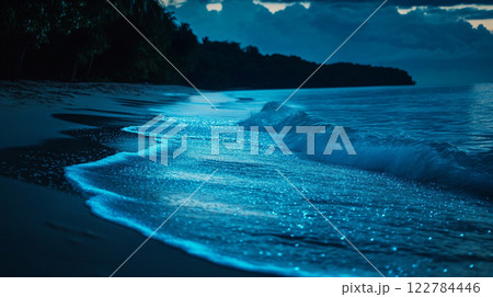 夜明け前の静かな海 122784446