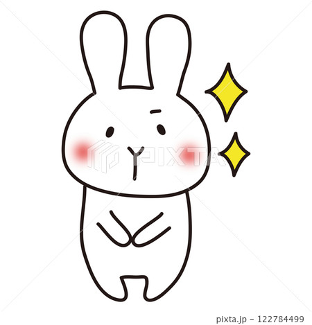 キリっとしてキラキラしている白いうさぎ 122784499