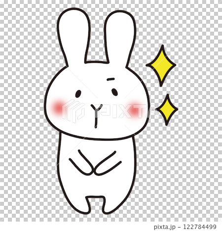 キリっとしてキラキラしている白いうさぎ 122784499