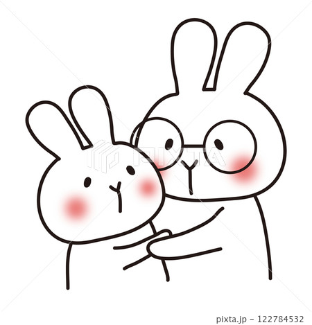 仲良しな白いうさぎの親子 122784532