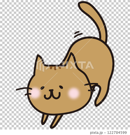 伸びをする茶色い猫 122784599