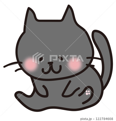 毛繕いする黒い猫 毛繕いする黒い猫 122784608