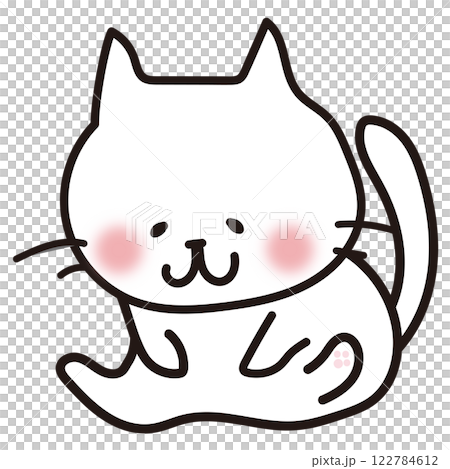 毛繕いする白い猫 122784612