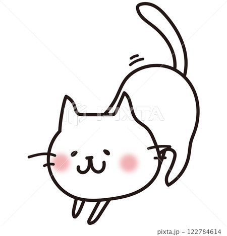 伸びをする白い猫 伸びをする白い猫 122784614