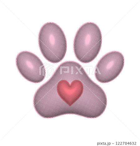 Paw print with a halftone effect 122784632