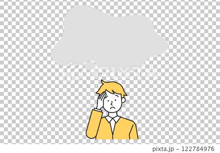 A vector illustration of a worried man and a speech bubble Simple Frame Copy space Frame Woman Old man 122784976