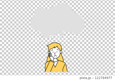 悩む女性と吹き出しのベクターイラストシンプル 枠 コピースペース フレーム 女性 老人 悩む女性と吹き出しのベクターイラストシンプル 枠 コピースペース フレーム 女性 老人 122784977
