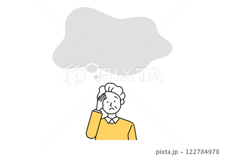 悩むおじいさんと吹き出しのベクターイラストシンプル 枠 コピースペース フレーム 女性 老人 悩むおじいさんと吹き出しのベクターイラストシンプル 枠 コピースペース フレーム 女性 老人 122784978