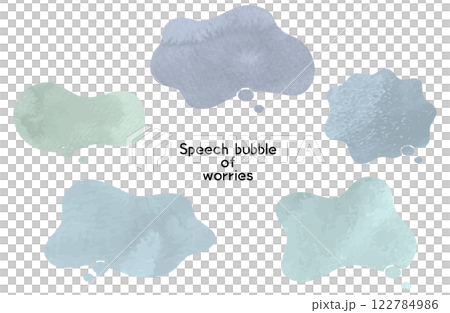 Watercolor style hazy thought bubble vector illustration set Frame Copy space Frame Blue Light blue 122784986
