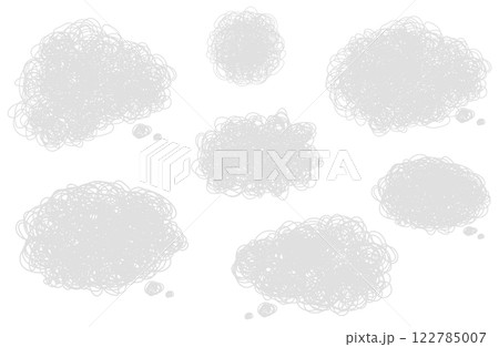 もやもや吹き出しベクターイラストセット フレーム 枠 コピースペース グレー 灰色 122785007