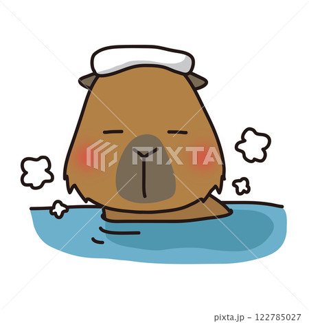 温泉に浸かるカピバラ 122785027