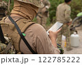 Team of U.S. Army marine corps soldier military war with gun weapon participating and preparing to attack the enemy in Thailand during exercise Cobra Gold training in battle. Combat force. 122785222
