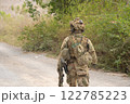 Team of U.S. Army marine corps soldier military war with gun weapon participating and preparing to attack the enemy in Thailand during exercise Cobra Gold training in battle. Combat force. 122785223