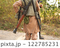 Team of U.S. Army marine corps soldier military war with gun weapon participating and preparing to attack the enemy in Thailand during exercise Cobra Gold training in battle. Combat force. 122785231