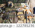 Team of U.S. Army marine corps soldier military war with gun weapon participating and preparing to attack the enemy in Thailand during exercise Cobra Gold training in battle. Combat force. 122785236