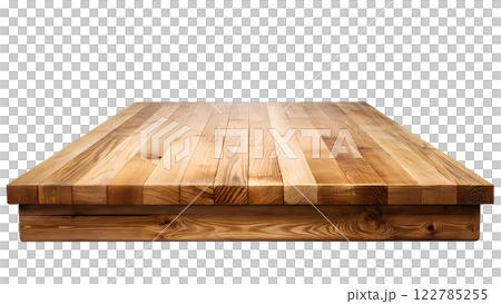 Textured wood surface, natural solid wood table top, insulated on transparent background. Wood panel. Wood textured background for graphic design. 122785255