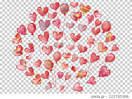 水彩風格,鮮紅的心型巧克力,圓形 水彩風格,鮮紅的心型巧克力,圓形 122785306