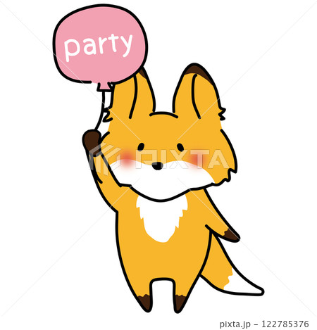 パーティーの風船を持っているキツネ 122785376