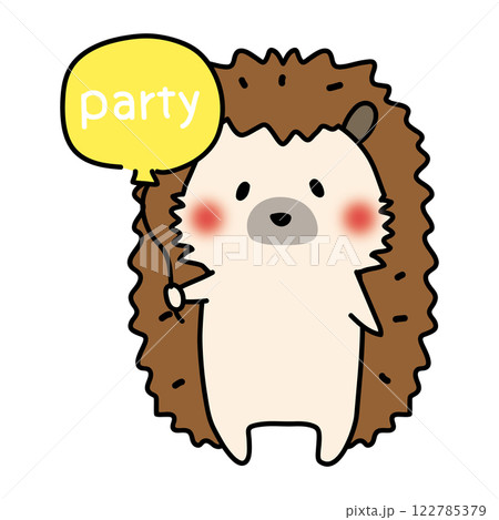 パーティーの風船を持っているハリネズミのイラスト素材 [122785379