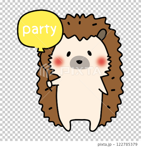 ハリネズミと風船のイラスト 手描きアート パステルカラーのバルーン