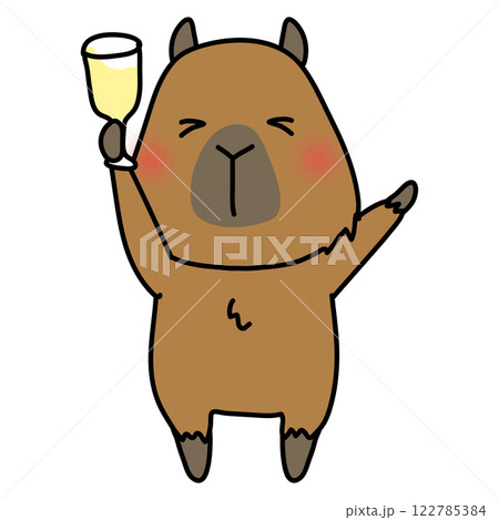 パーティーで乾杯するカピバラ 122785384