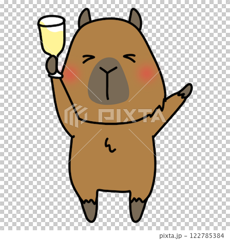 パーティーで乾杯するカピバラ 122785384
