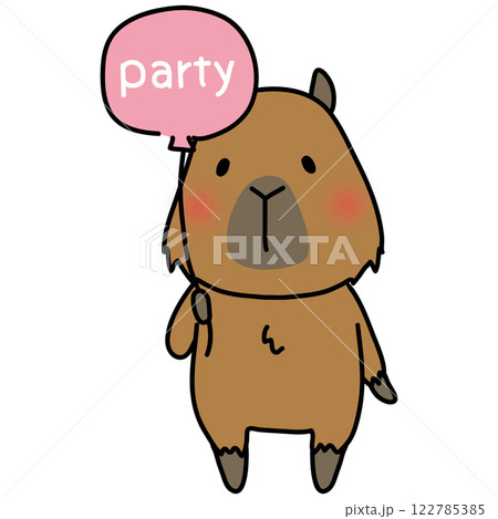 パーティーの風船を持っているカピバラ 122785385