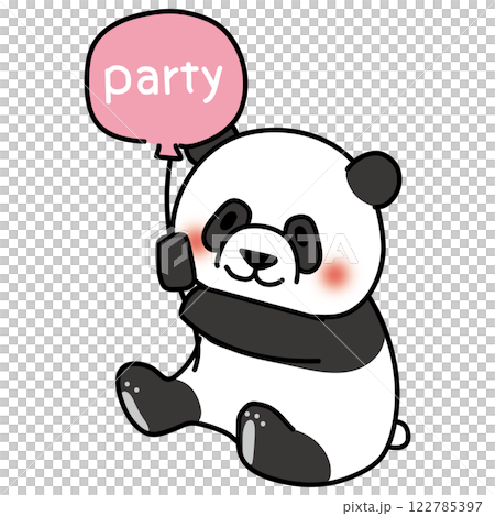 Panda holding a party balloon 122785397