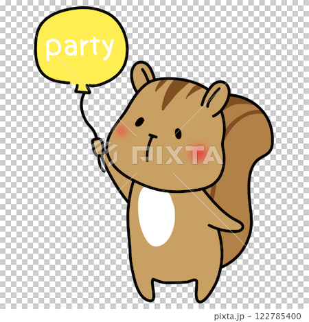 拿著派對氣球的松鼠 122785400