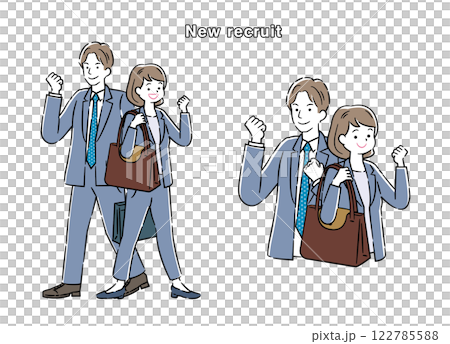 就職活動中の男女ペアのシンプルなイラスト 4C 122785588