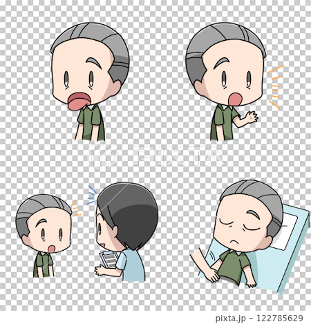 東洋医学の四診のイラスト・高齢男性 東洋医学の四診のイラスト・高齢男性 122785629