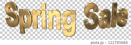 3DCG文字「Spring Sale(スプリングセール)」ゴールド,金 3DCG文字「Spring Sale(スプリングセール)」ゴールド,金 122785668