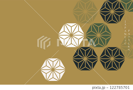 Japanese background with line art pattern vector. Abstract template with traditional Minimal geometric pattern in oriental style. 122785701