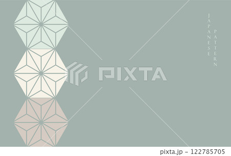 Abstract art template with geometric pattern. Minimal background in oriental style. Japanese banner with line art vector. Abstract art template with geometric pattern. Minimal background in oriental style. Japanese banner with line art vector. 122785705