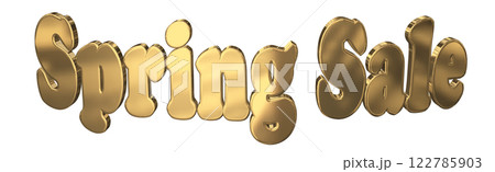 3DCG文字「Spring Sale（スプリングセール）」ゴールド,金 122785903