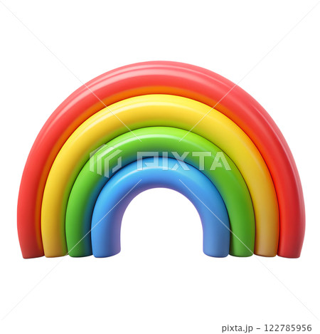 Colourful 3D rainbow on transparent background background, bright image for use in designs 122785956