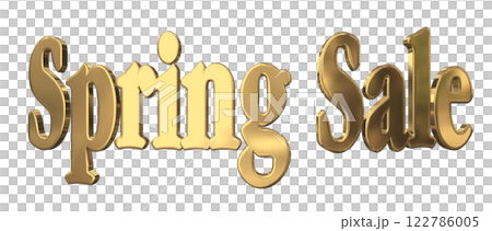 3DCG文字「Spring Sale（スプリングセール）」ゴールド,金 122786005