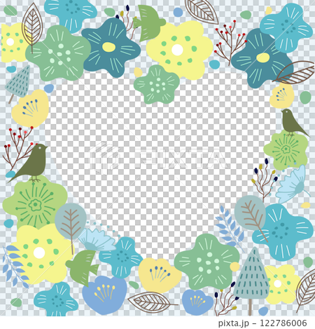 Vector illustration of a Scandinavian-style heart pattern with flowers and birds 122786006