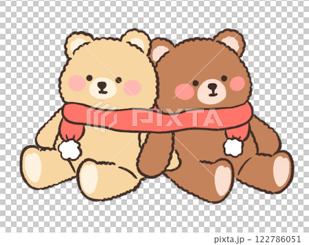 マフラーをした仲良しテディベア 122786051