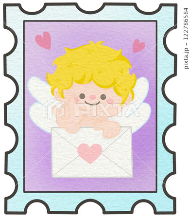 cute valentines day cupid stamp 122786584