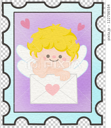 cute valentines day cupid stamp 122786584