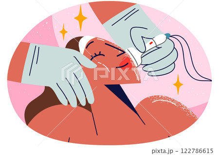 Woman get facial treatment in spa Woman get facial treatment in spa 122786615